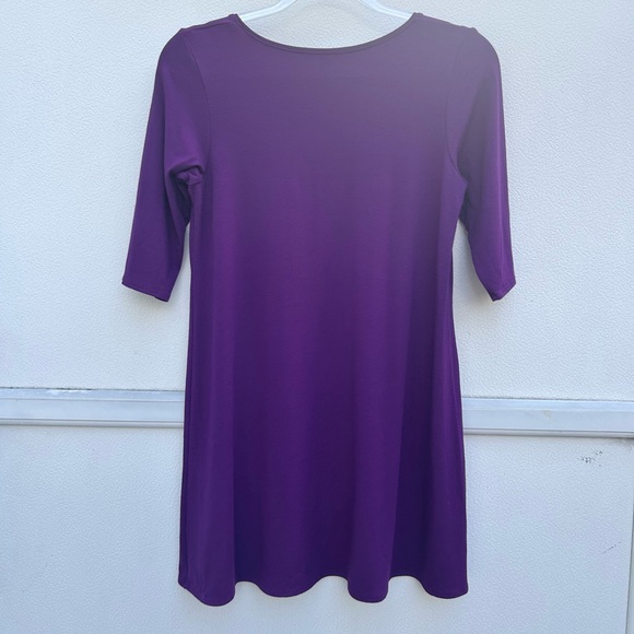 Eileen Fisher Tunic Top Sz PP/2 Purple Half Sleeve Swing Top Casual Minimalist - Picture 4 of 10